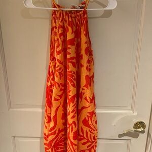 Rachel Zoe Orange and Red Tropical Halter Maxi